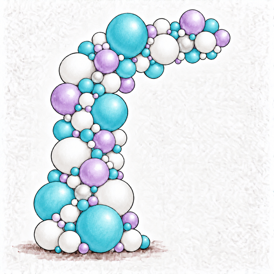 Aqua, Lilac and White Balloon Garland