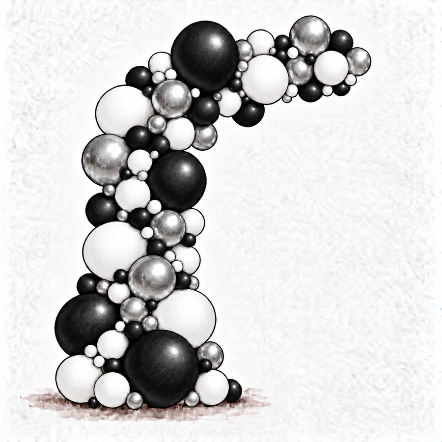 Black, White and Silver Balloon Garland