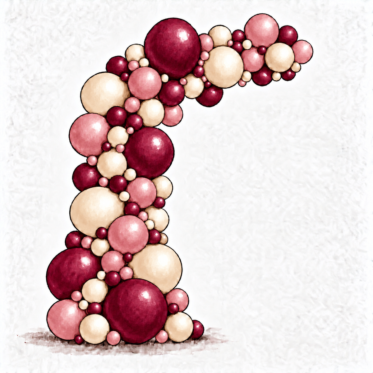 Burgundy, Rose and Champagne Balloon Garland