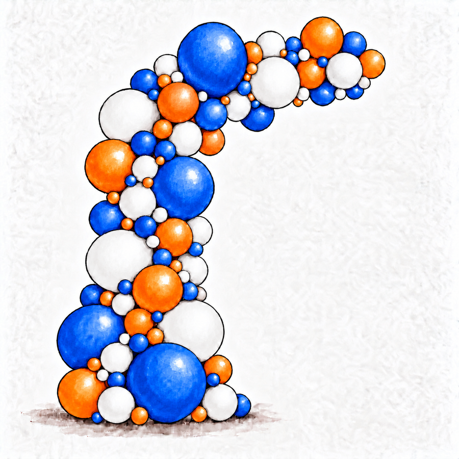 Royal Blue, Orange and White Balloon Garland
