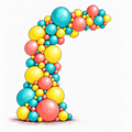 Coral, Turquoise and Yellow Balloon Garland