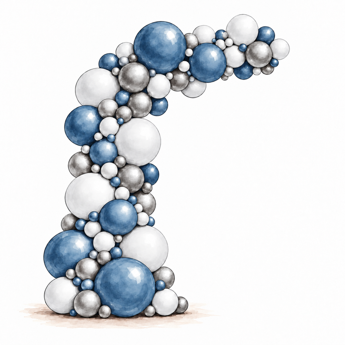 Blue, White and Silver Balloon Garland