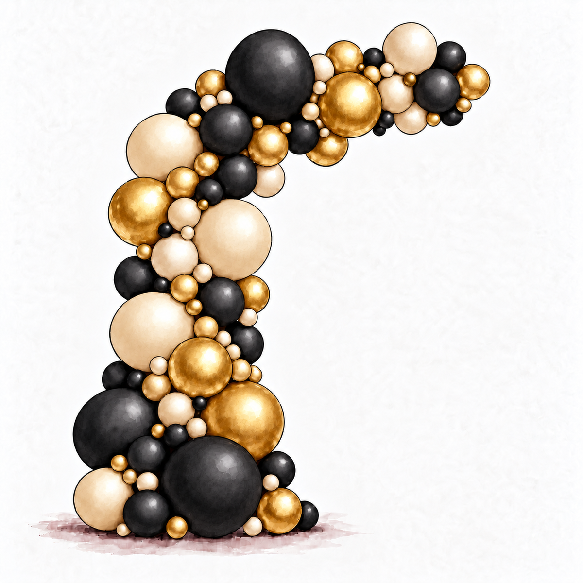 Black, Champagne and Gold Balloon Garland