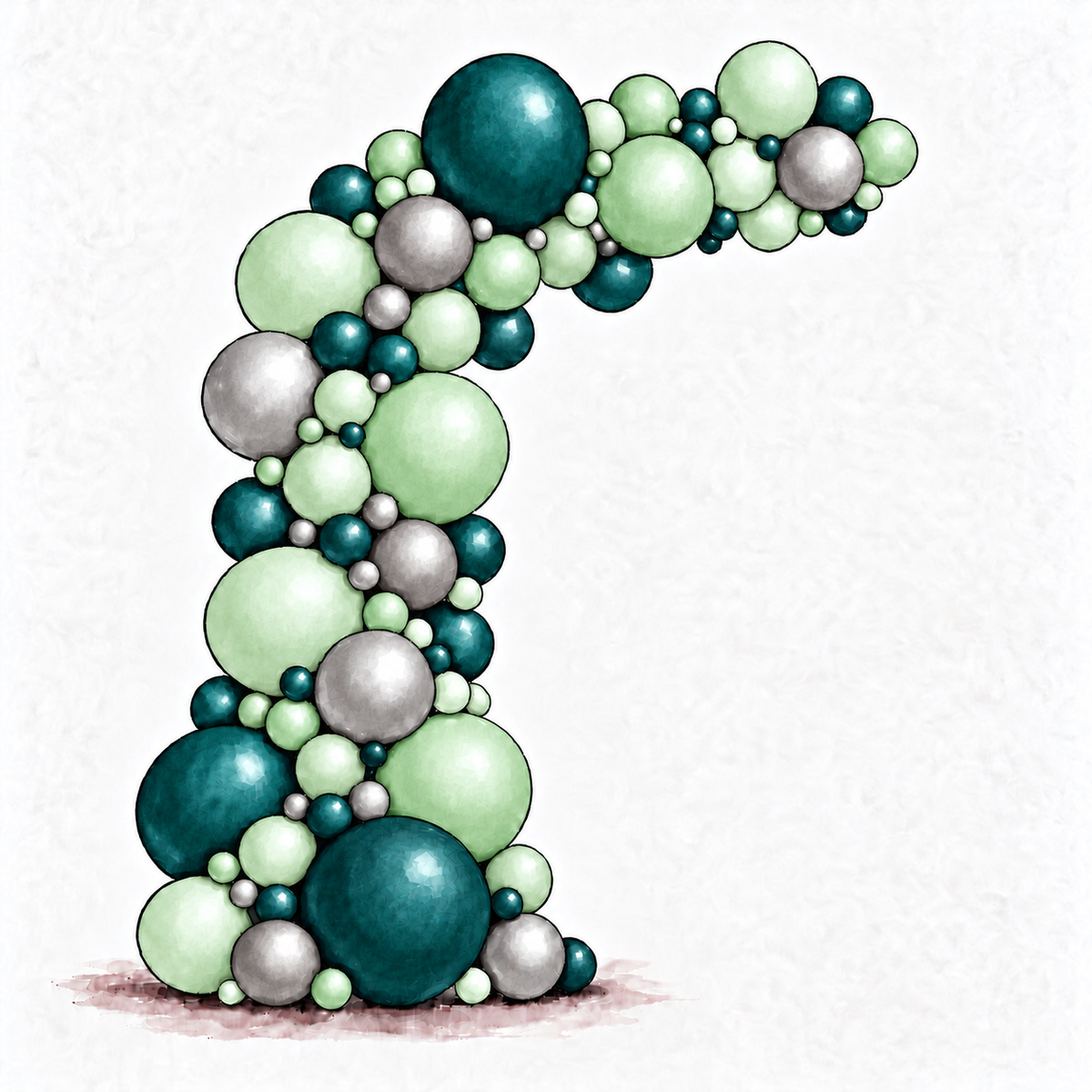 Teal, Mint and Silver Balloon Garland