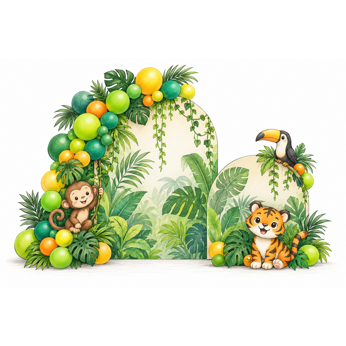 Jungle Safari Balloon Backdrop