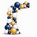 Navy, Gold and White Balloon Garland