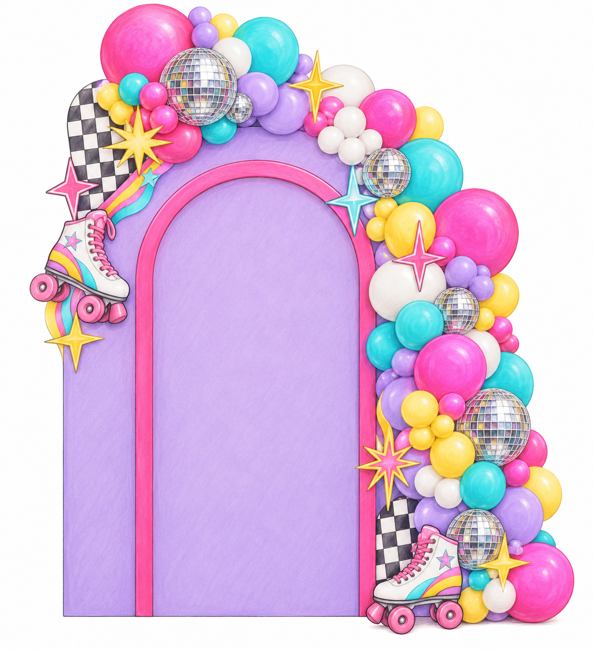 Retro Roller Skate Balloon Backdrop
