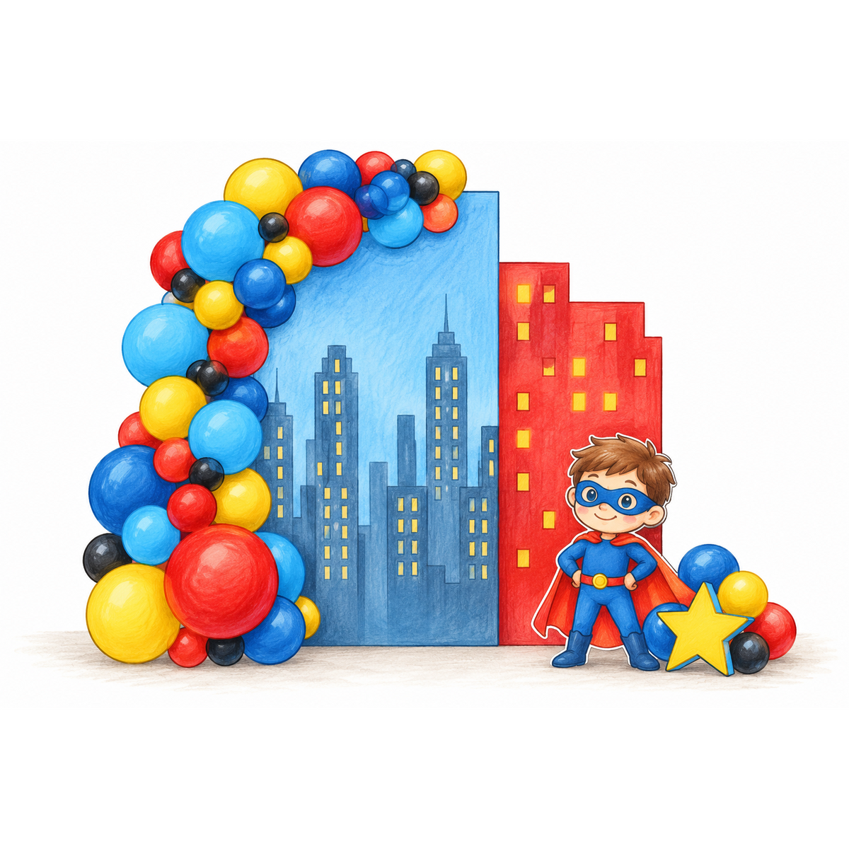 Superhero Balloon Backdrop