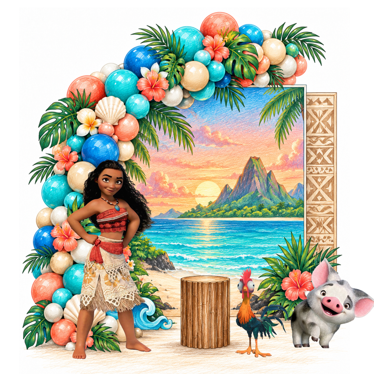 Moana Balloon Backdrop